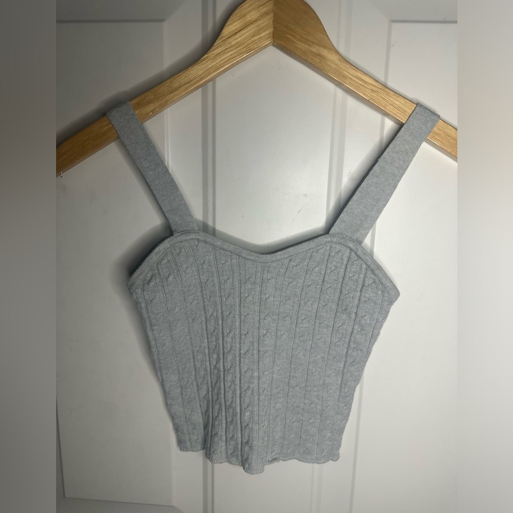 Pink Rose cable-knit cropped tank